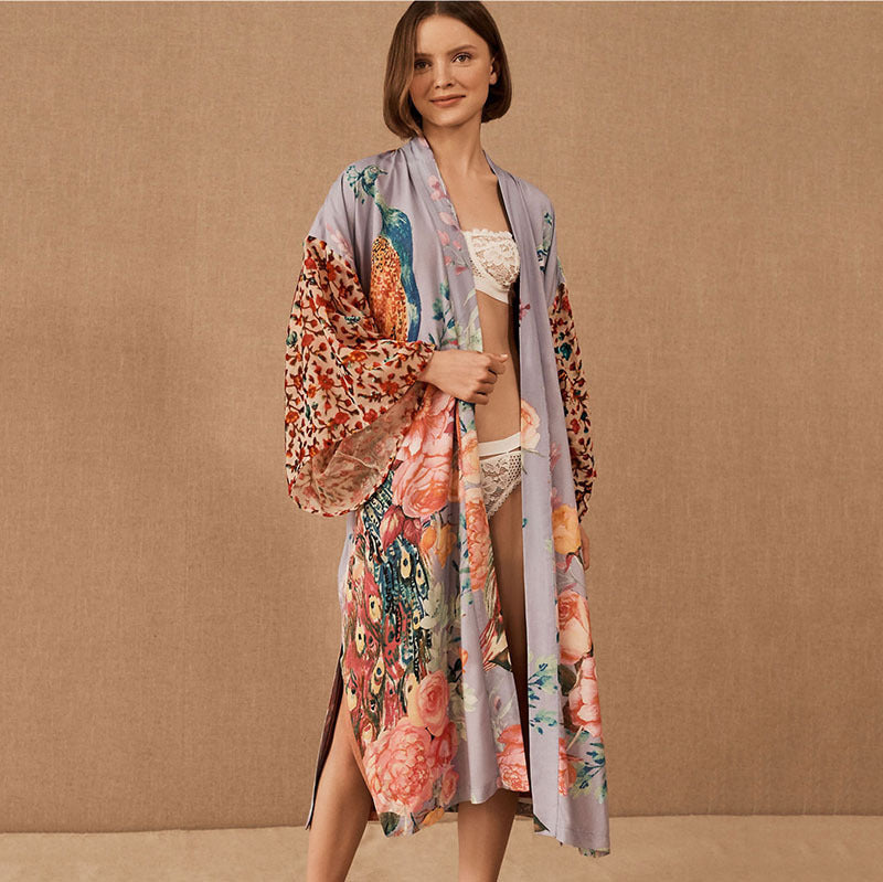 ANTONIA Loose Sun Protection Peacock  Beach Cover-up